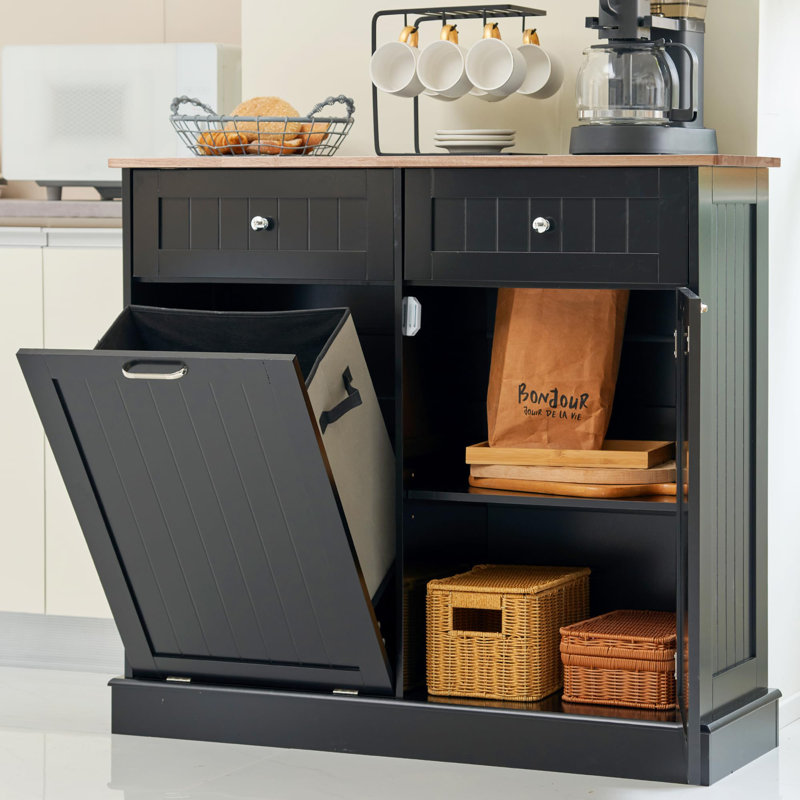 13 Gallons Tilt Out Trash Cabinet, Black