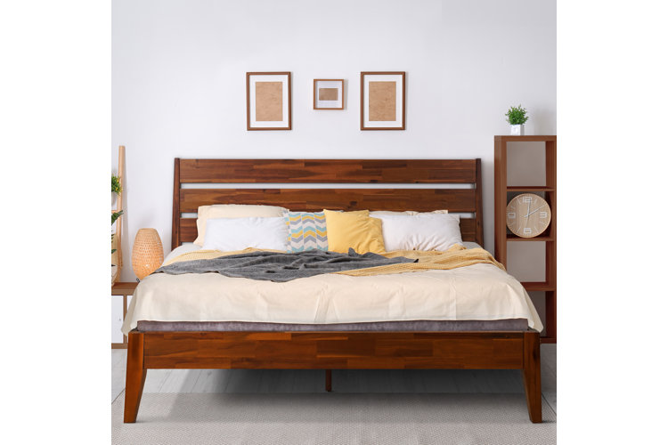 large acacia wood bed frame