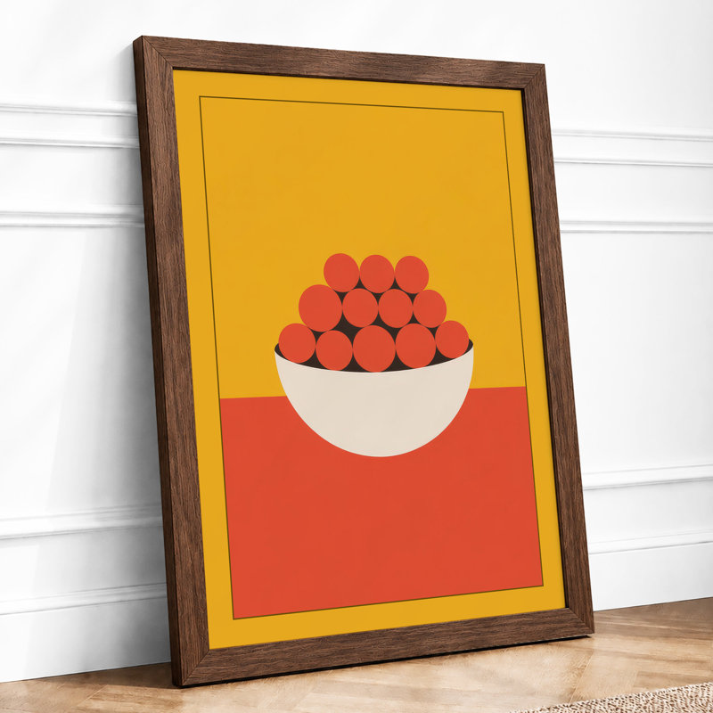 Bowl of Abundance Geometric - Framed Print, A2 - 59.4 x 42.0 cm, Walnut