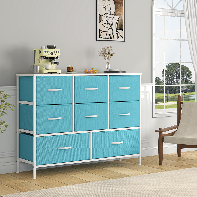 Steel 100 cm W Chest of 8 Drawers, Blue