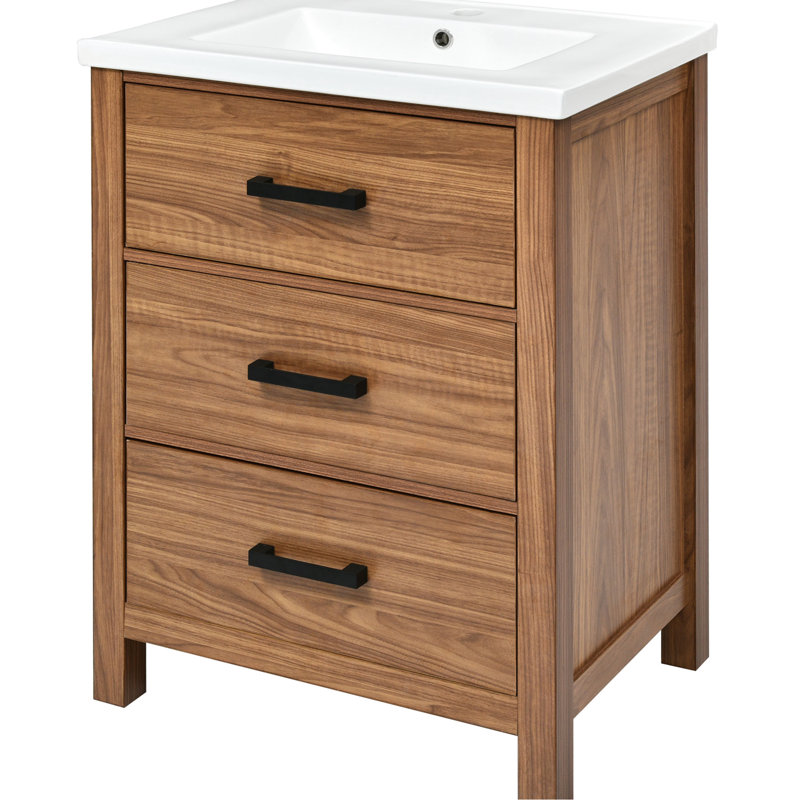 Ensemble de meuble-lavabo moderne 24 po avec lavabo en céramique - 3 lavabos fonctionnels fascinants modernes, avec rangement