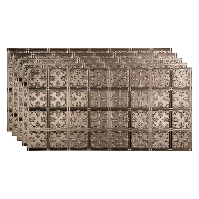 Panneau de plafond décoratif en vinyle 10 pi x 4 pi FASÄDE, Nickel brossé