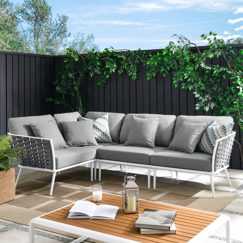 Modway Stance Outdoor Patio Aluminum Outdoor Patio Aluminum Large Sectional Sofa, Gray