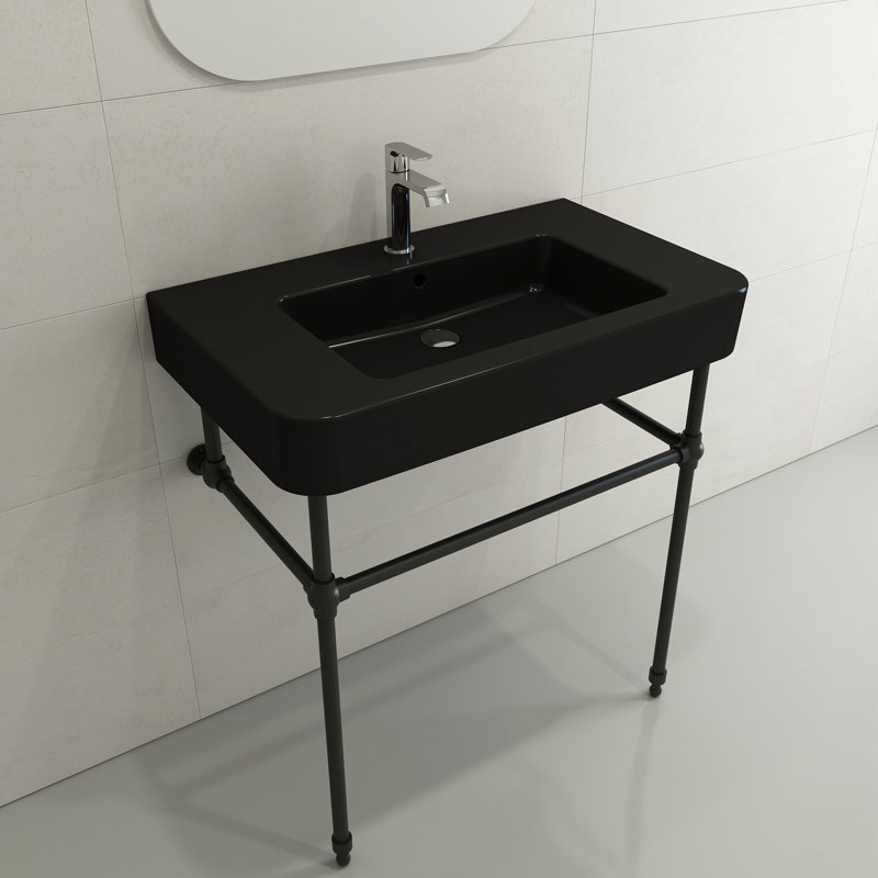 Parma 21.06 in. L Bathroom Sink, Matte Black, 8" Widespread