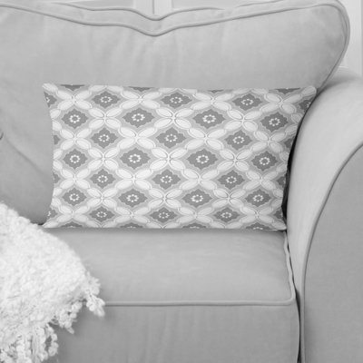 Grey White Quatrefoil Glam II - Transitional Lumbar Pillow