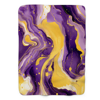 Marbled Amethyst Glow - 1 Piece Premium Sherpa Bla Throw Blanket