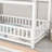 Thendara Floor Bed Frame, Wooden Platform Bed with House Roof Frame and Fence Guardrails-1204429193-1204429198