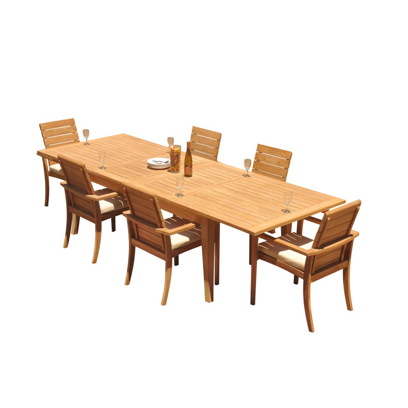 Algrave 6 - Person Teak Wood Patio Dining Set with