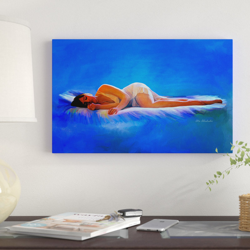 «In Bed», reproduction de peinture à l'huile sur toile tendue, H 22 po x l 32 po