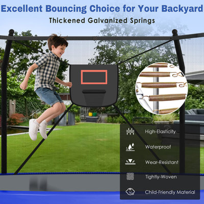 Trampoline With Lights And Basketball Hoop, Outdoor Recreational 16" Trampoine For Kids And Adults