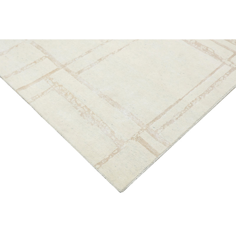 High-Quality Hand-Knotted Ivory And Peach Area Rug, Ivory And Peach, Rectangle 10' x 14'