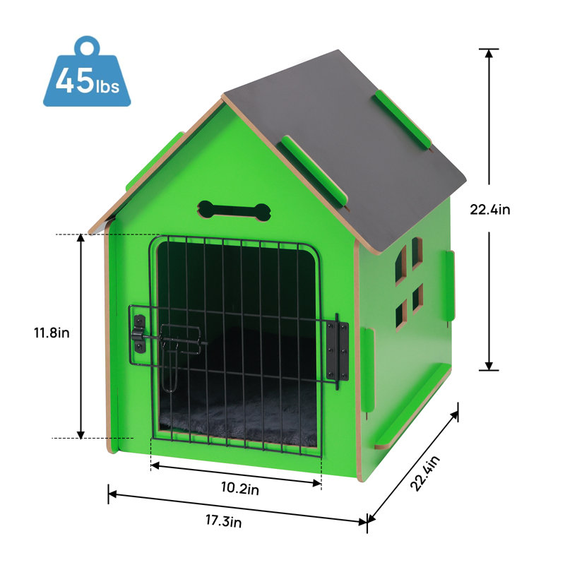 Niche pour chien en bois, Vert / noir