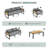 5-Piece Steel Outdoor Patio Conversation Set, 7-Person Patio Furniture Set with Coffee Table for Backyard-1414446262