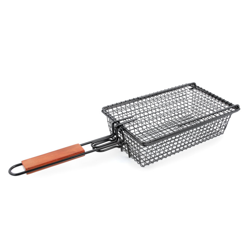 Panier de barbecue avec couvercle pour une déversement et un retournement faciles