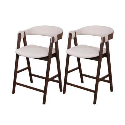 Kromer Space-Saving Solid Wood Bar Chairs(2 Sets)