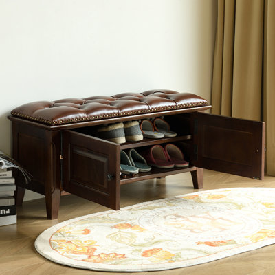 Banc de rangement pour chaussures en cuir de style rétro