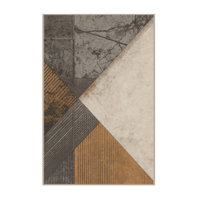 Machine Washable Bemott Industrial Abstract Rug in Beige – Beige Binding