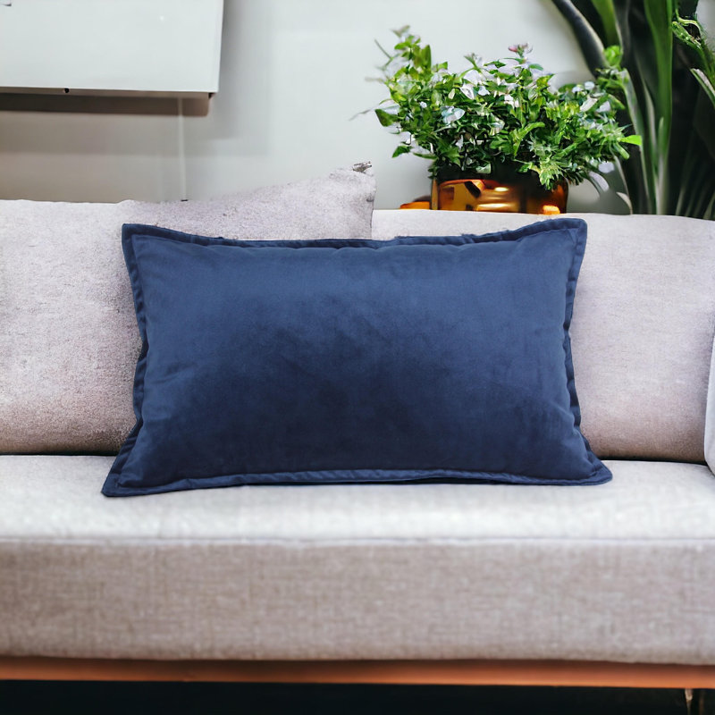 Rectangular Velvet Pillow Covers, Navy, Rectangular 12"H x 22"W