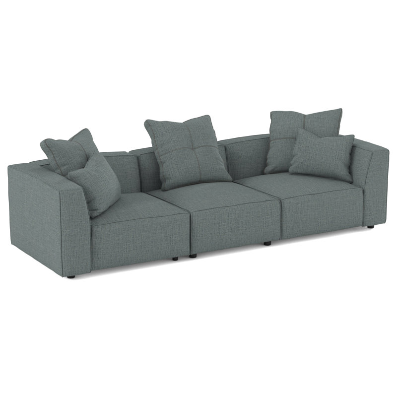 Del 117" Wide Modular Sectional, Heavenly Robins Egg Chenille