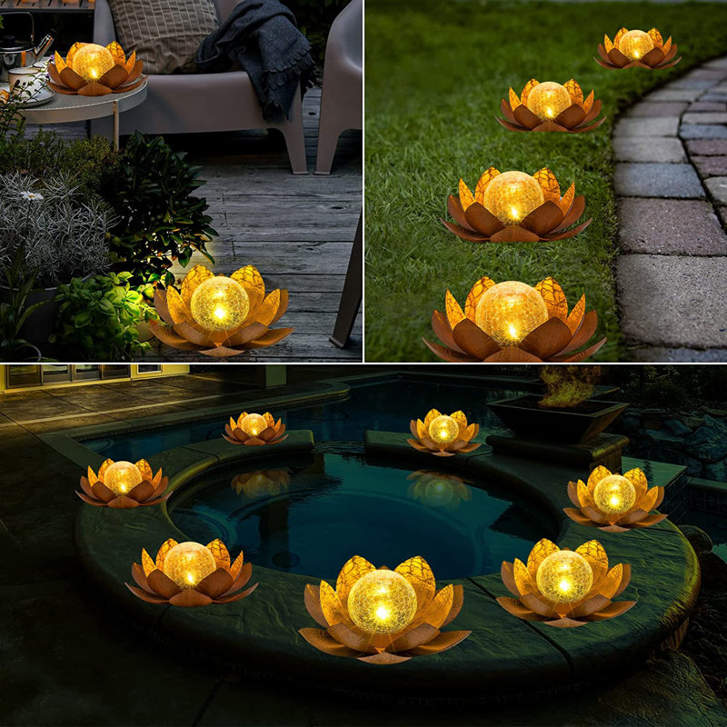 3.4'' Solar Powered Integrated LED Color Changing Outdoor Lantern, Brown