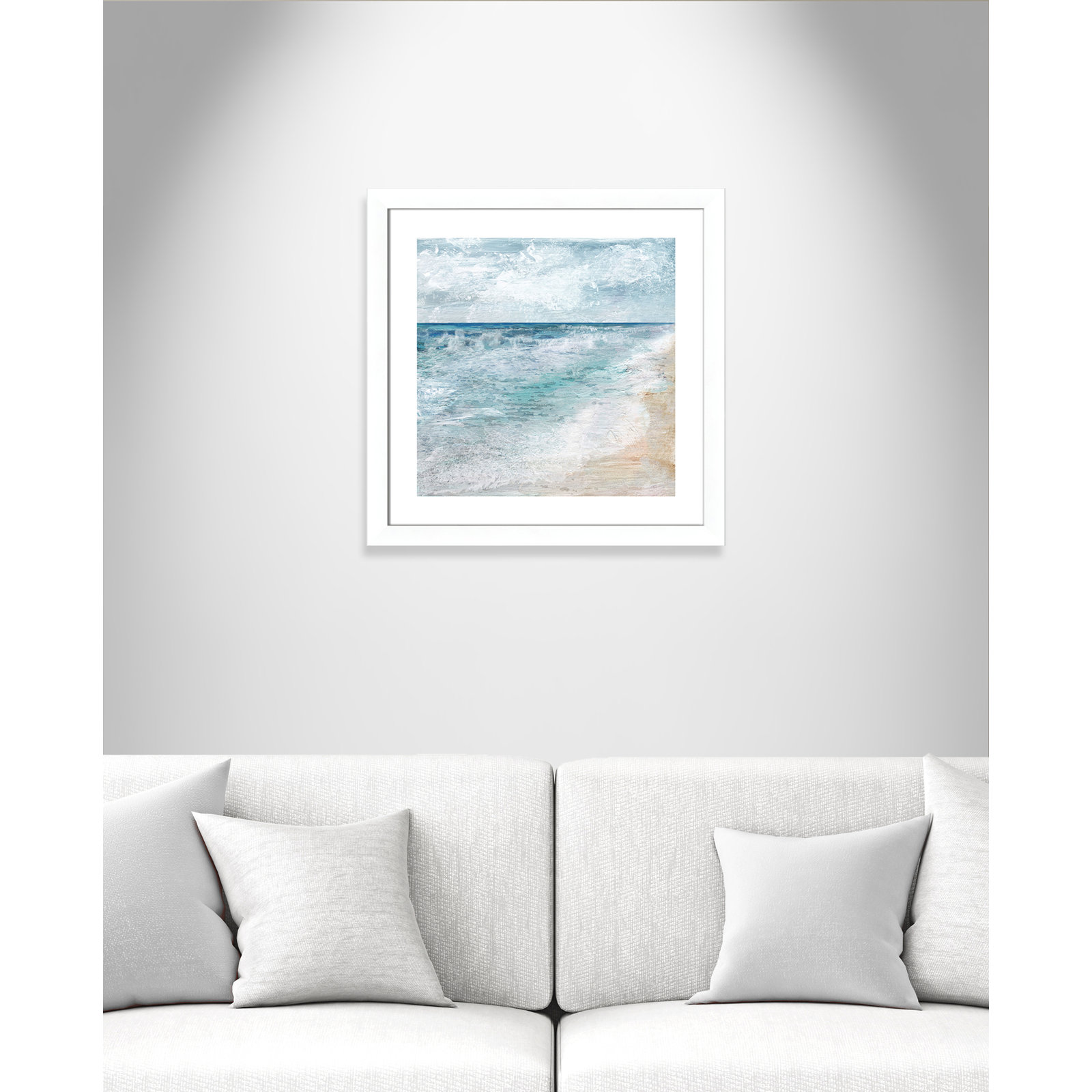 Shore Walk - Picture Frame Painting, Matte White, 25" H x 25" W x 1.25" D