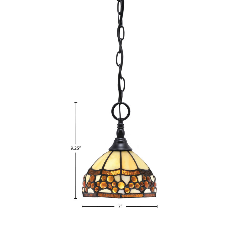 Chain Hung Mini Pendant With Glass, Matte Black