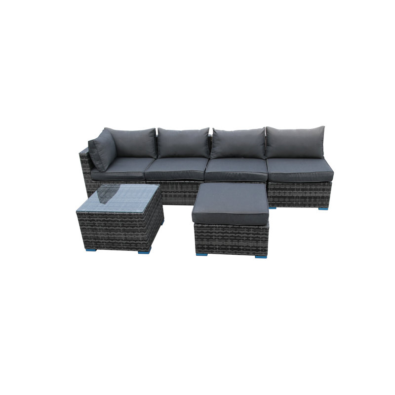 Gutta 5 Seater Rattan Sofa Set, Grey
