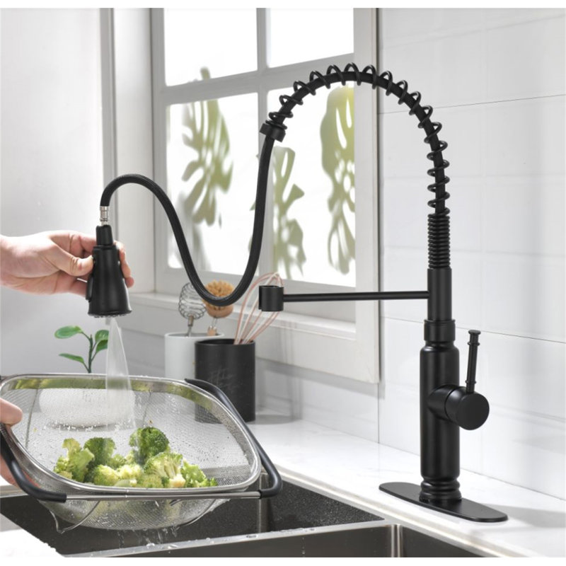Robinet de cuisine tactile avec douchette extractible, Tactile, Noir mat