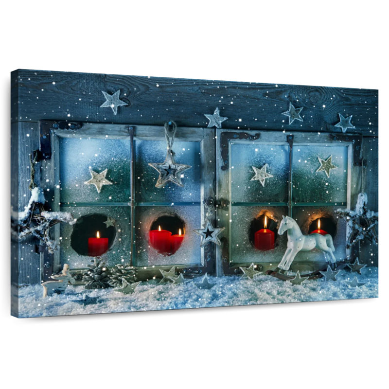 Fenêtre blanche de Noël, H 32 po x l 48 po