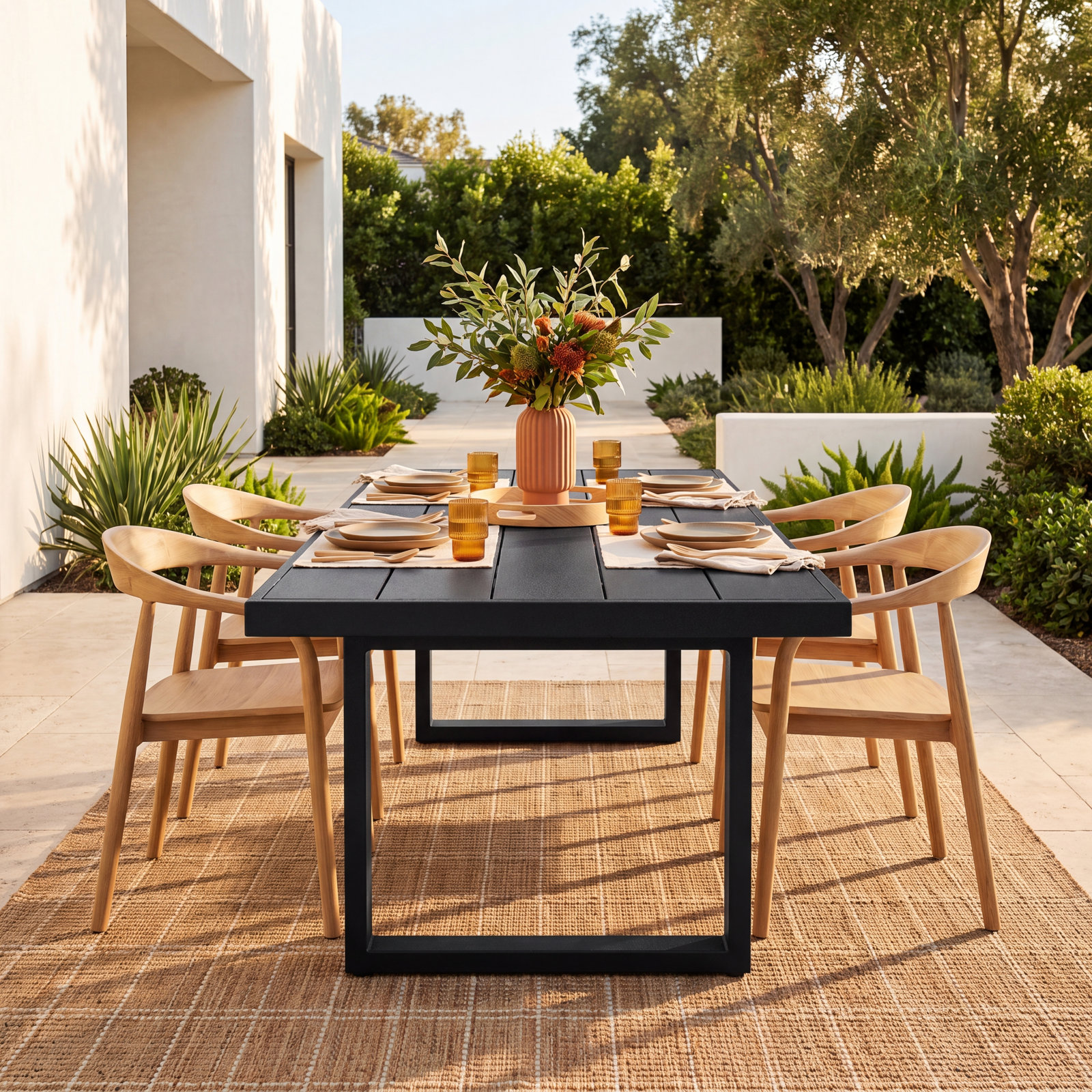 POLYWOOD® Edge 78" Patio Dining Table, Black