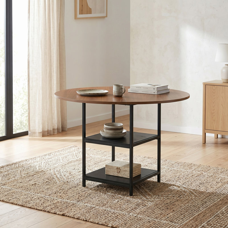 Metal Base Dining Table, Walnut