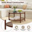 Table basse ronde en bois avec plateau en verre trempé fait à la main 31 po