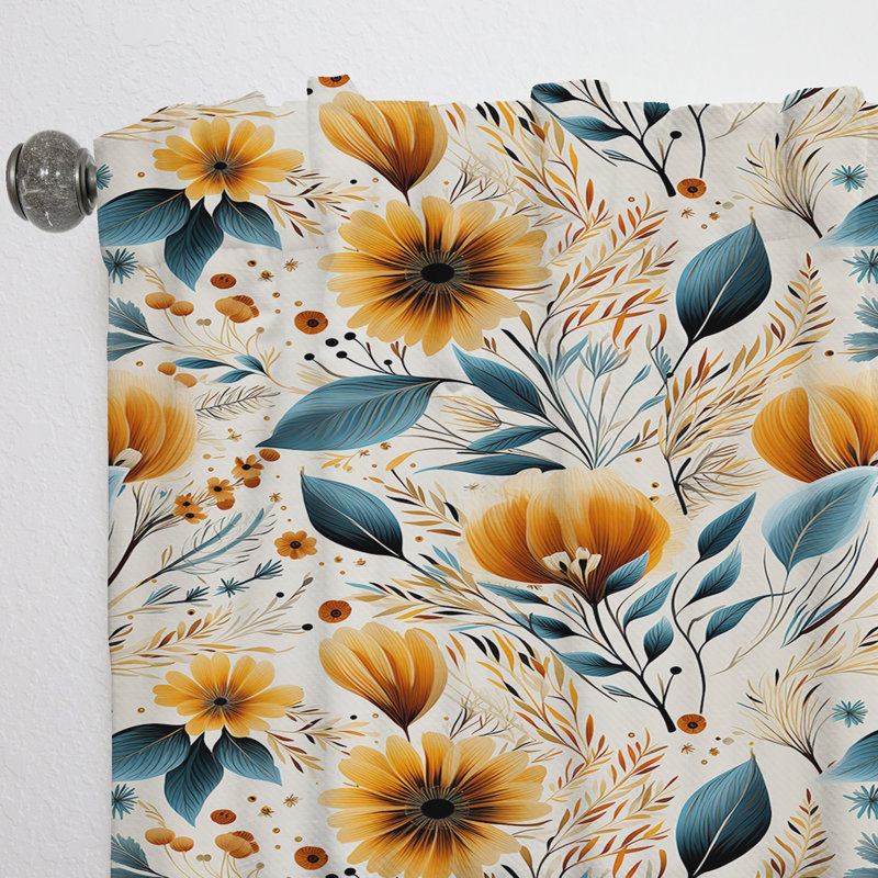 Motif inspiré de la nature Wanderer Boho II - Rideau floral - Rideau obscurcissant - 1 panneau, L 52 po x L 63 po