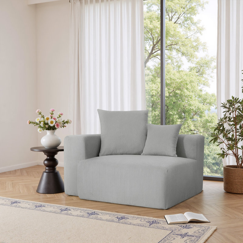 Upholstered Armchair, Light Grey