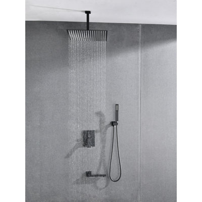 Système de douche combiné avec douche à main, pomme de douche de 16 pouces et bec de baignoire