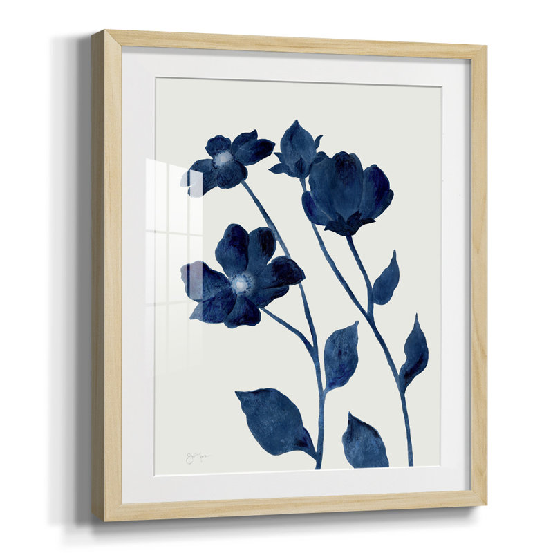 Indigo Bloom I, reproduction encadrée, Blanc, Papier encadré naturel