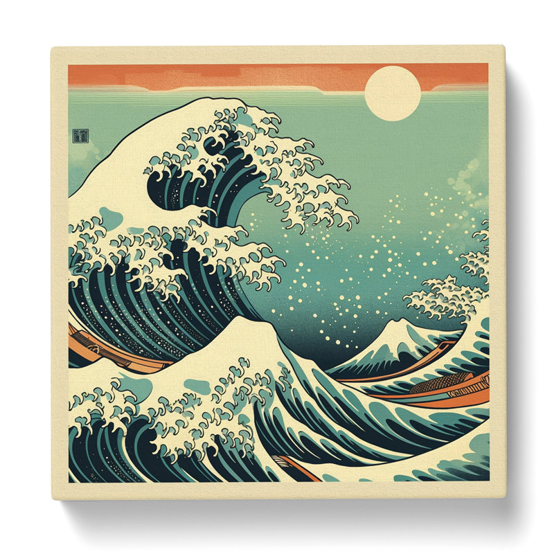 Japanese Wave Art Deco - Wrapped Canvas