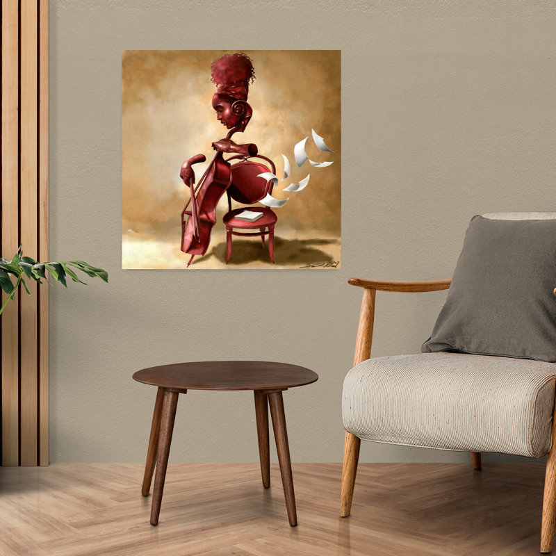 The Solo Cellist, art contemporain abstrait, H 24 po x l 24 po