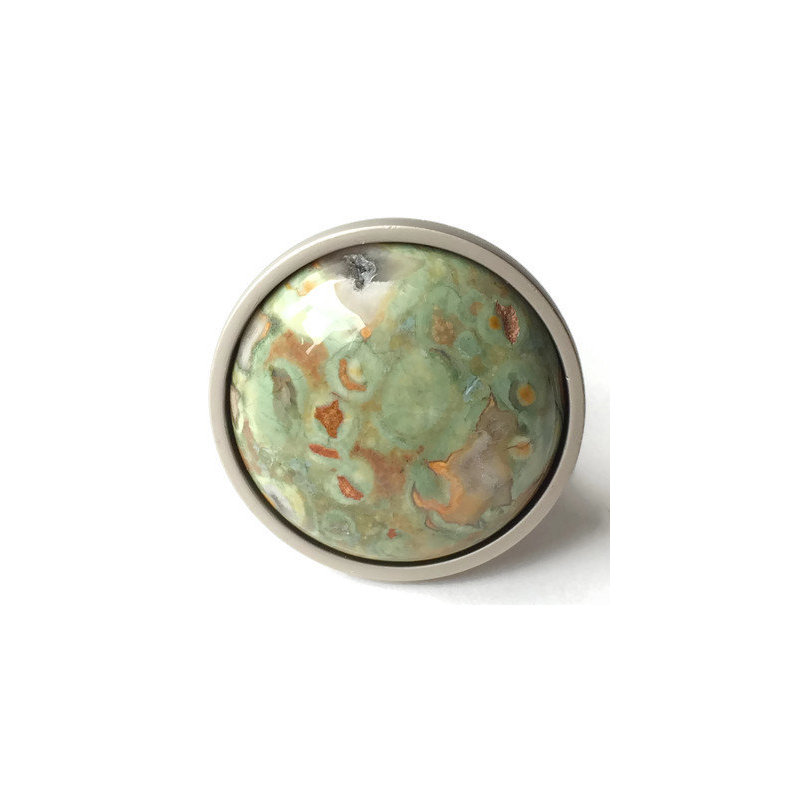 Rainforest Mushroom Knob, Satin Nickel/Green/Red