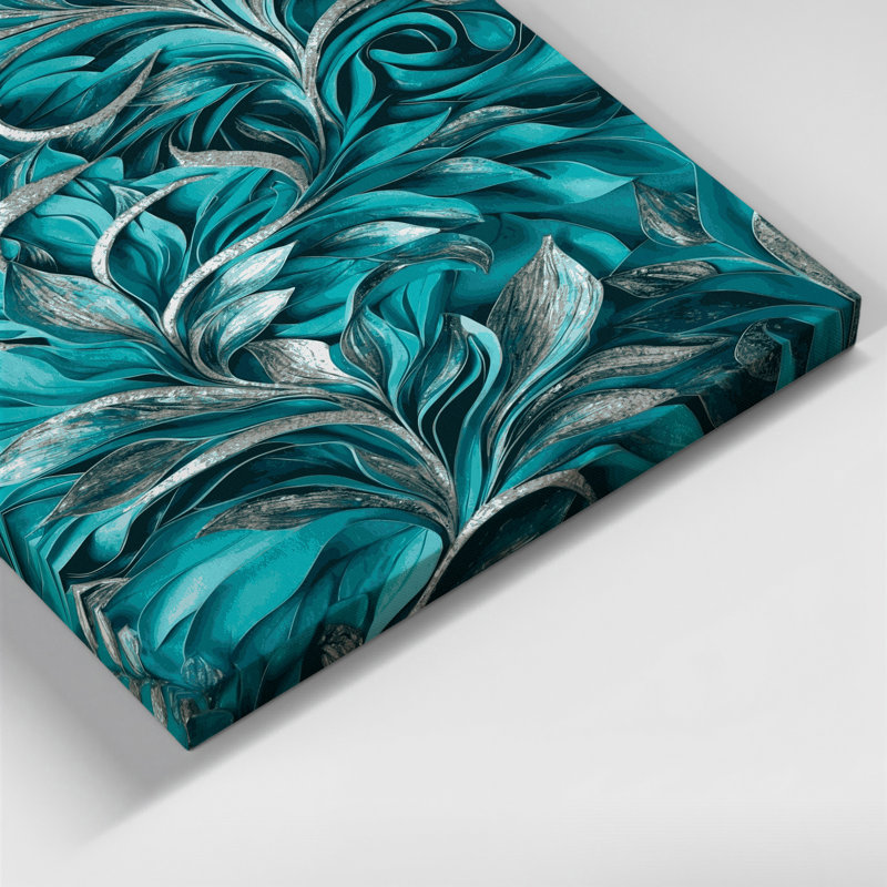 «Abstract Florals 85», art mural sur toile bleue, H 20 po x l 24 po