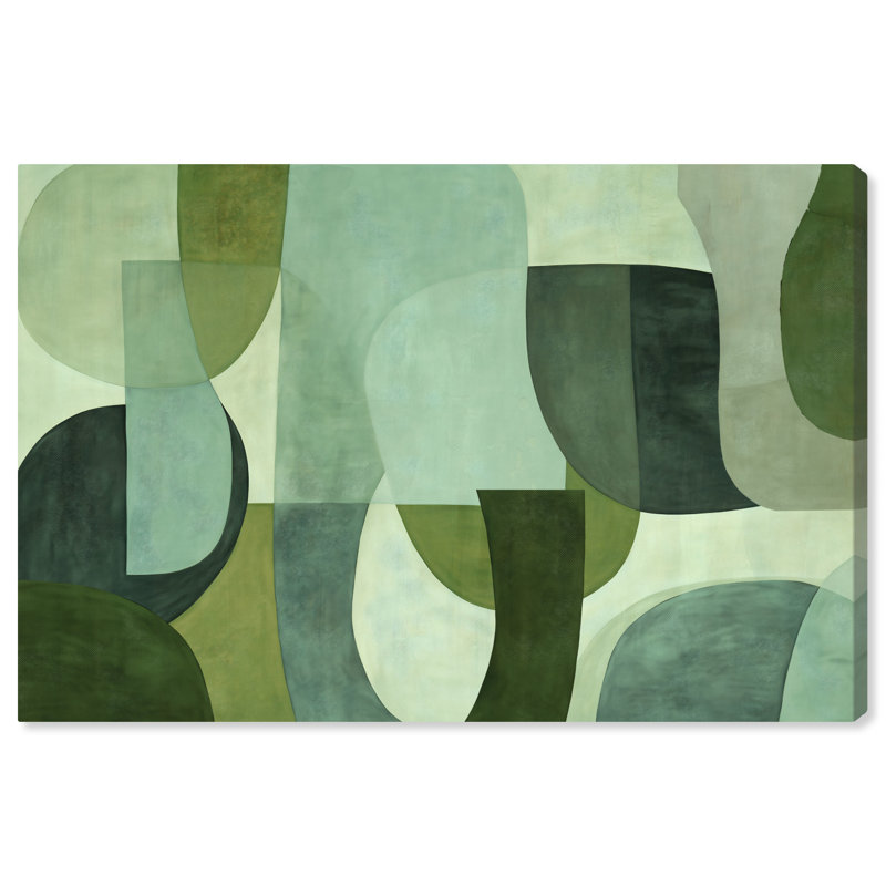 Tualipa Green Abstract Wall Art by Art Remedy, Gold Framed, 11" H x 16" W