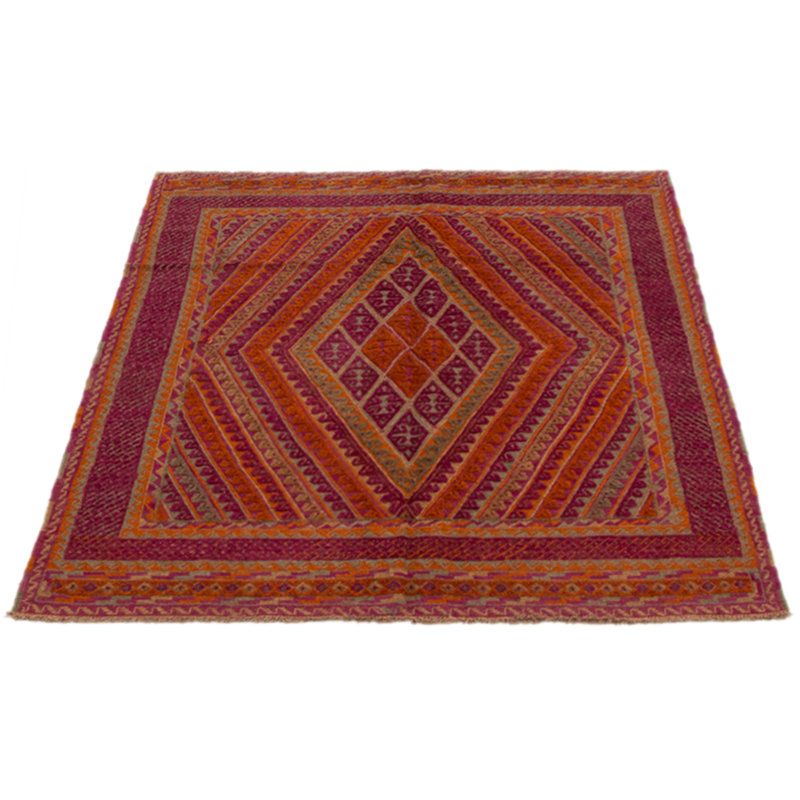 Tapis mauve noué à la main de conception unique 5 pi 1 po x 5 pi 10 po Joean