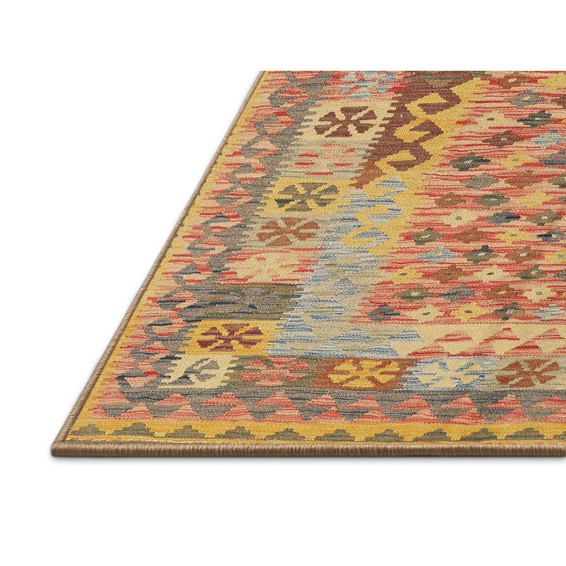Tapis orange/jaune/vert contemporain Cottondale, Rectangle 8 pi 0 po x 10 pi 0 po