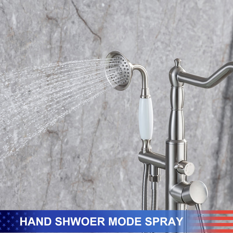 Floor Tub Spout with Diverter, Brushed Nickel