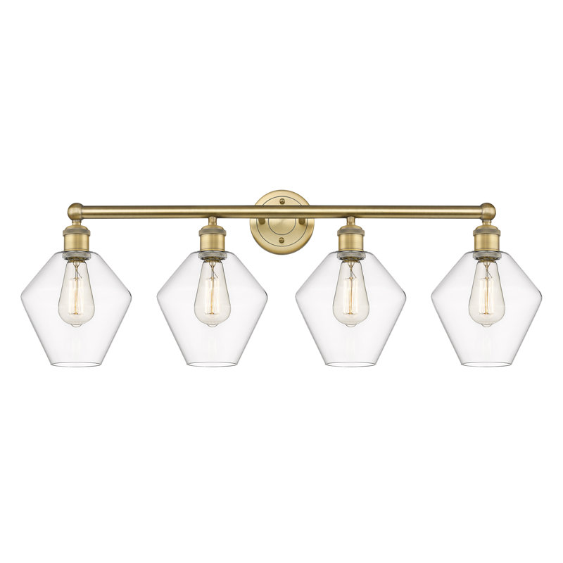 Amylea 4 - Light Dimmable Vanity Light, Clear, Brushed Brass