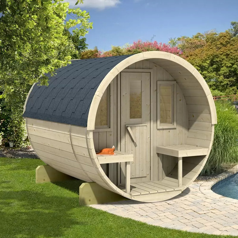 Barrel Sauna 250 inc. Log Burner Heater, Grey