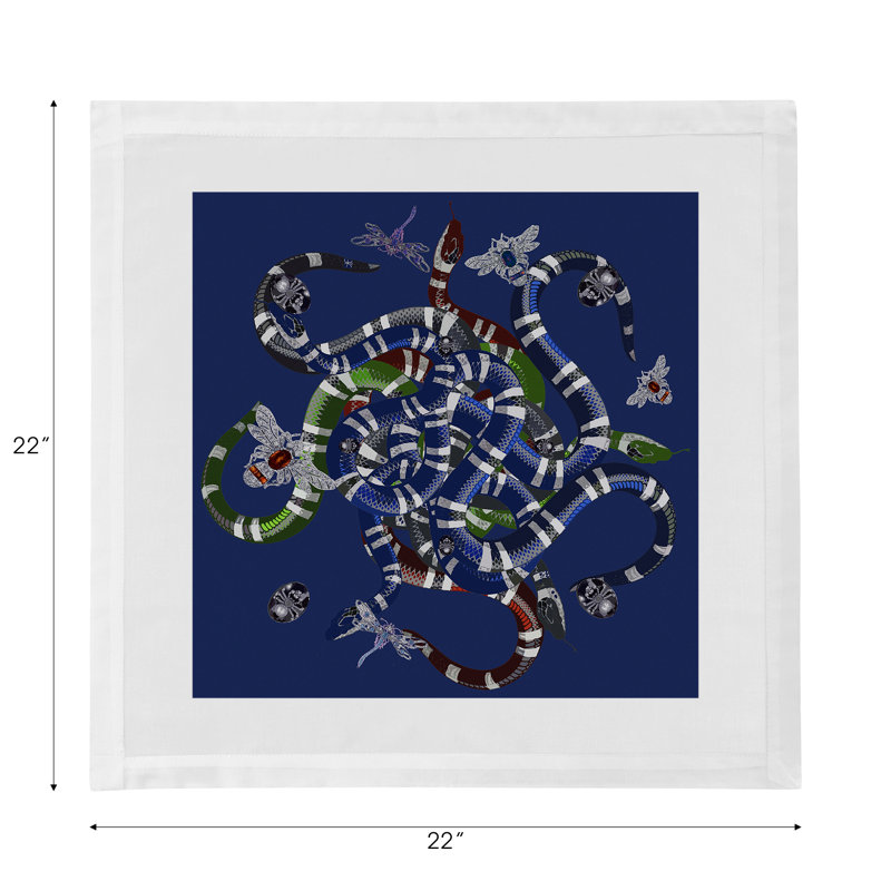 Ouroboros Cotton Blend Square Napkins, Blue