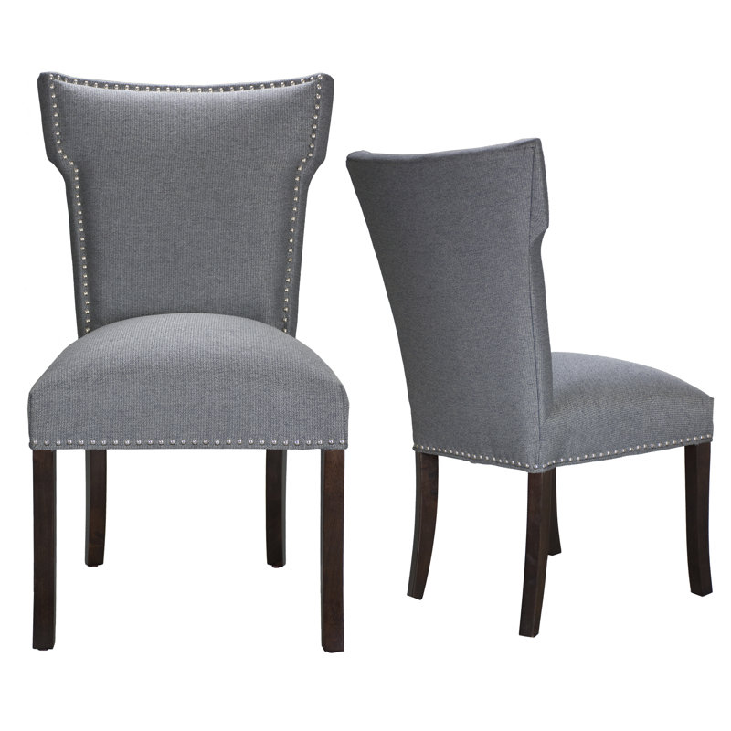 Chemise Upholstered Wingback Side Chair, Brown, Granite