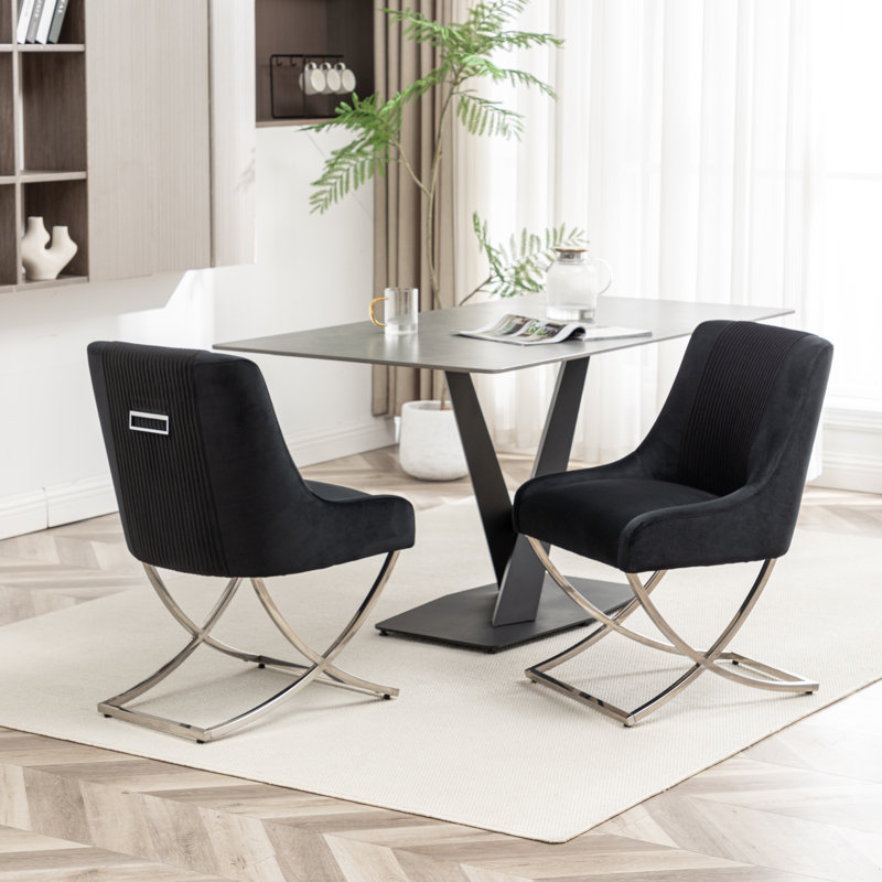 Chaise d'appoint rembourrée en velours Elian, Noir, noir, noir, noir