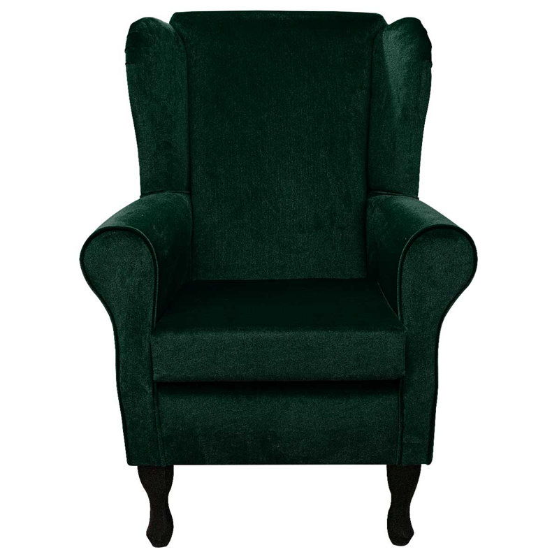 74cm Wide Tufted Velvet Wingback Chair, Dark Green